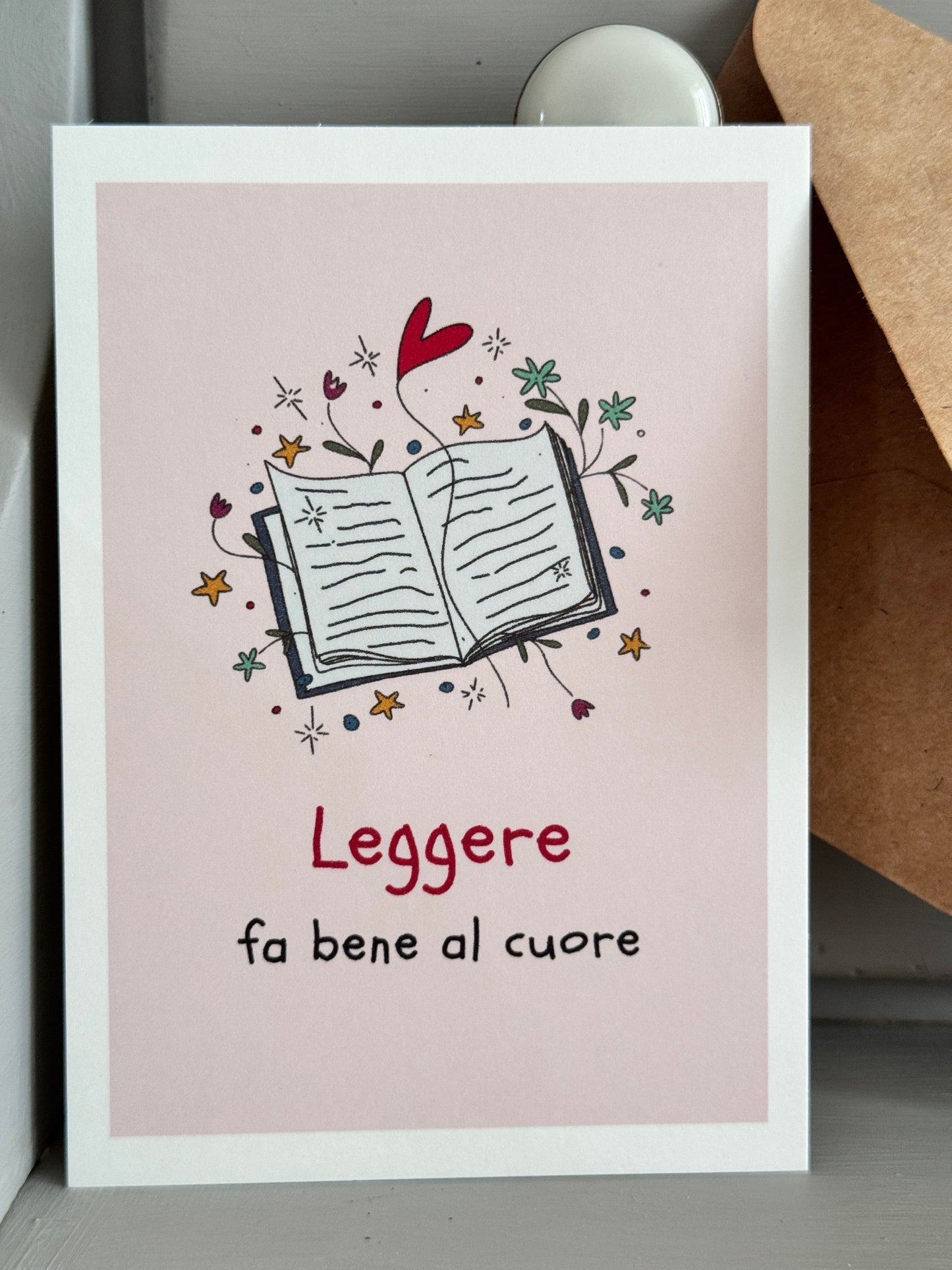 Cartolina Leggere fa bene al cuore