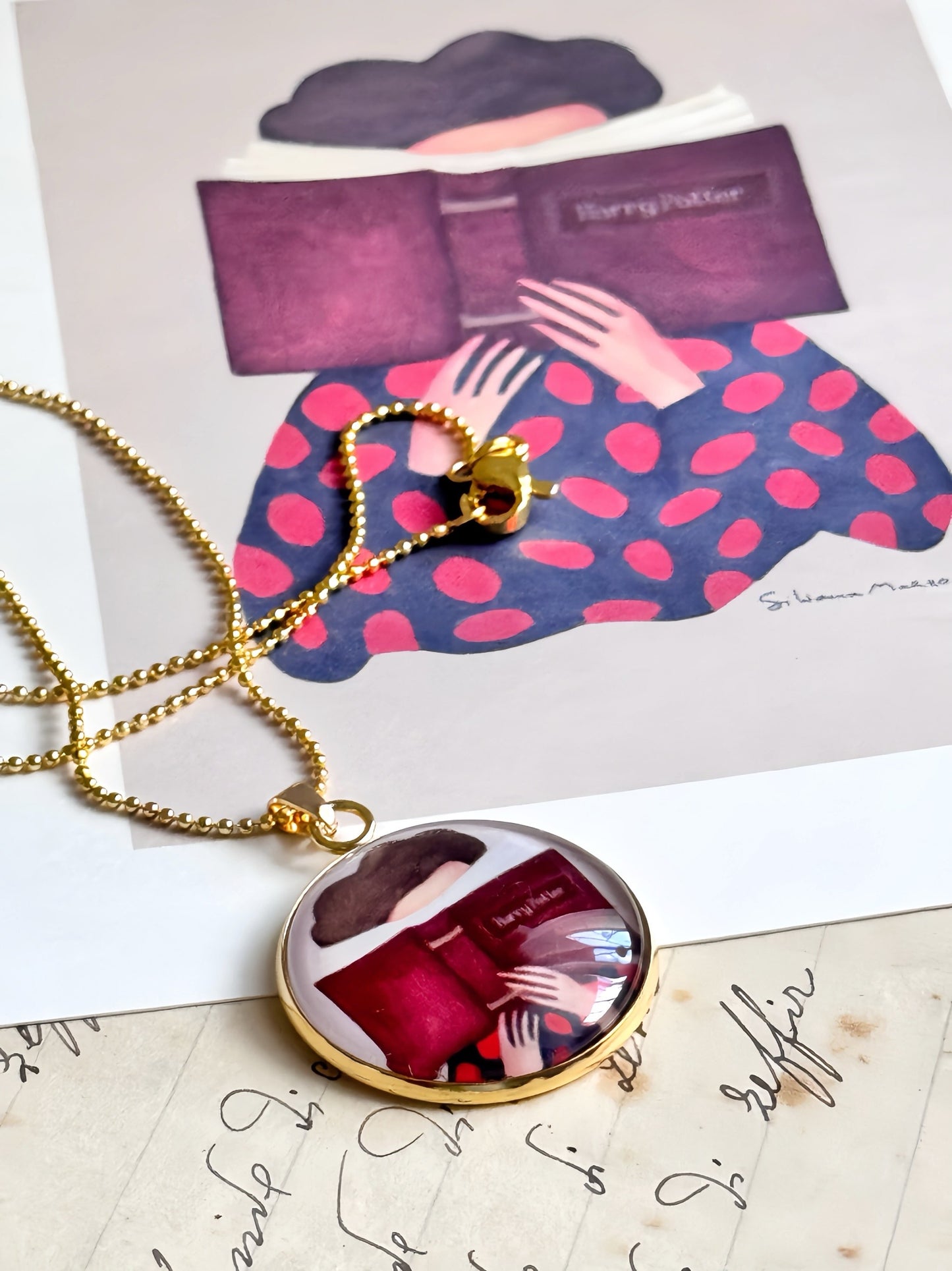 Collana con ciondolo La divoratrice di libri