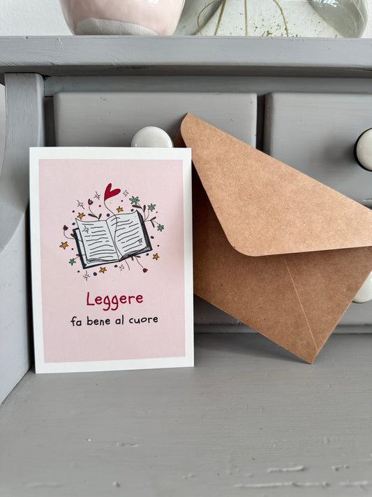 Cartolina Leggere fa bene al cuore